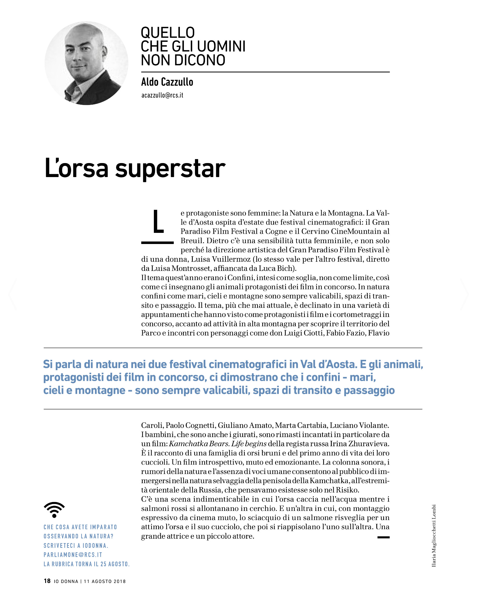 L'orsa superstar - Io donna - Aldo Cazzullo